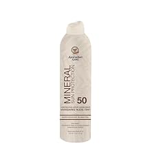 Australian Gold SPF 50 Tinted Mineral Sunscreen Spray, 5 fl oz, Broad Spectrum Continuous Spray for Face & Body, Easily Blendable Sunblock, Zinc Oxide 4% & Titanium Dioxide 4%, All Skin Types