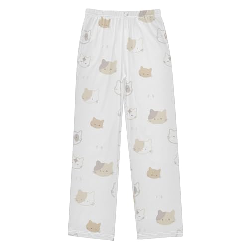 Boys' Pants Cute Cat Cartoon Long Bottoms Jogger Pants Elastic Waist Trousers with Pockets S-XL