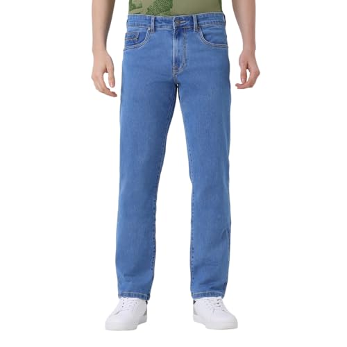 Image of Wert Men's Dark Blue (denimix) & Ice Colour Jeans, Regular Fit, Contrast Stitching,