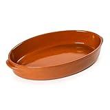 Cazuela besuguera tartera olla ovalada alta en barro esmaltado (nº 42-42 x 26 x 7,5 cms)