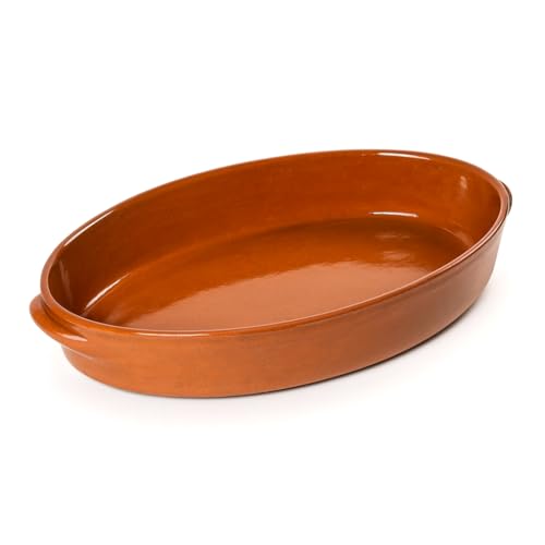 Cazuela besuguera tartera olla ovalada alta en barro esmaltado (nº 42-42 x 26 x 7,5 cms)