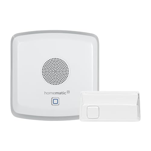 Homematic IP Smart Home Klingeltaster, Digitale Türklingel ohne Kabel, Benachrichtigung per App, Alexa & Google Assistant + Kombisignalgeber, Gong für Klingelatster, Einstellung per App