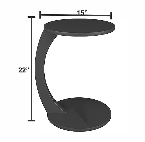 Image of Stylish Coffee Tables Made of Wood with a Stunning Walnut Appearance, Little Side Tables in The Shape of a C, and Round Tables-Black
