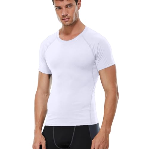 YEL Compression Shirt Men Short Sleeve T-Shirt Top Baselayer Undershirts for Workout Gym Football Basketball Cool Dry3