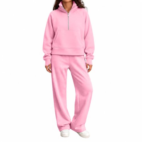 Women Track Suits 2 Piece Set Lightweight Fleece Palazoo Pullover - image 2