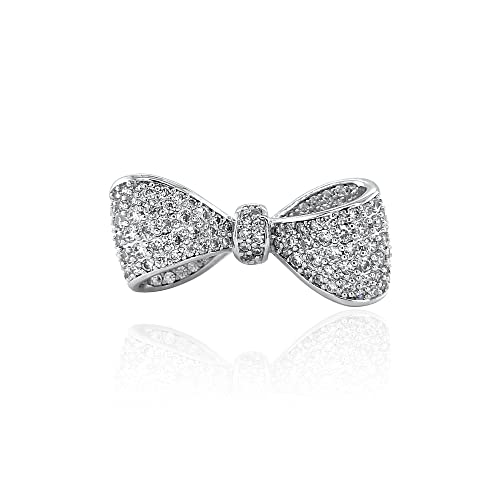 LAVINA Ribbon Bow CZ Ring Cocktail Ring For Women Bride's Wedding Proms Holiday Birthday
