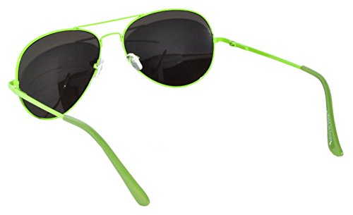 Classic Aviator Sunglasses Neon Green Metale Frame with Spring Hinge Blue Mirror Lens3