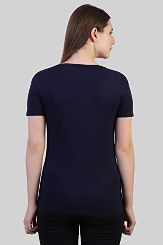 Image of FLEXIMAA Women's Cotton Plain V Neck Half Sleeve T-Shirt