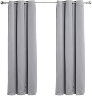 LAVANCE Blackout Eyelet Curtains 2 Panels Grommet Thermal Insulated Darkening Curtains 140 x 183cm Window Treatment Privacy Drape Curtains Panel for Bedroom Living Room, Light Gray