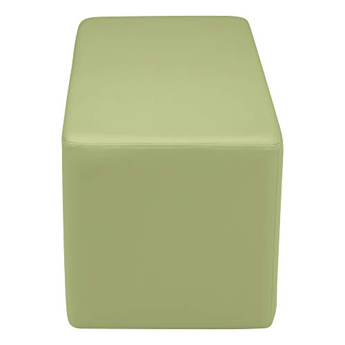 Image of Sprogs 18 inch H Structured Rectangle Stool -Flexible Modular Collaborative Soft Seating for Office, Home, Lounge and School Classrooms with Durable Frame & Set of 2 inch Casters Add-on -Fern Green