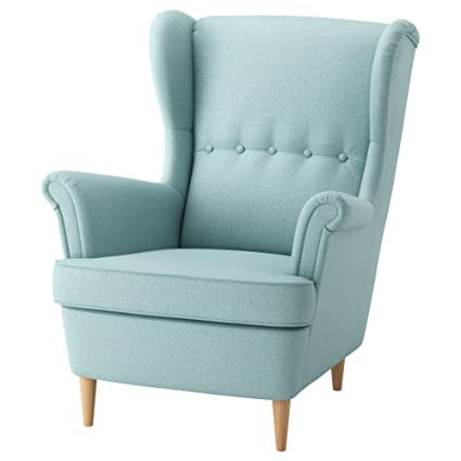 Image of Wing Chair for Living Room Bedroom High Back Arm Chair Cushioned Lounge Chair Single Seater Sofa | (Light Sky Blue)