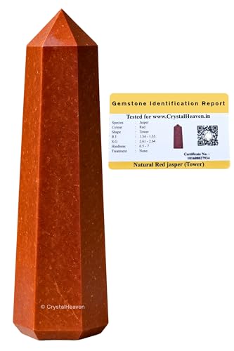 Image of Certified Red Jasper Crystal Tower Obelisk Point For Chakra, Healing And Balancing - Aaa Grade Original Certified Gemstone Agate For Reiki Meditation Yoga Spiritual (3-4 Inches)