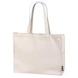 Santa Perago Premium Jutebeutel – Tragetasche unbedruckt aus 100% Bio-Baumwolle, wiederverwendbar & umweltfreundlich, XXL Stoffbeutel mit langen Henkeln, zum Bemalen geeignet