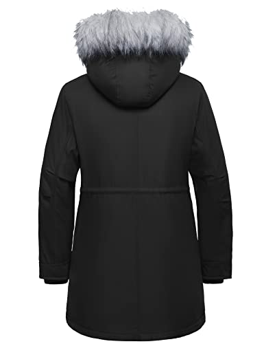 Soularge Women's Plus Size Winter Insulated Parka Coat with Faux Fur Hood2
