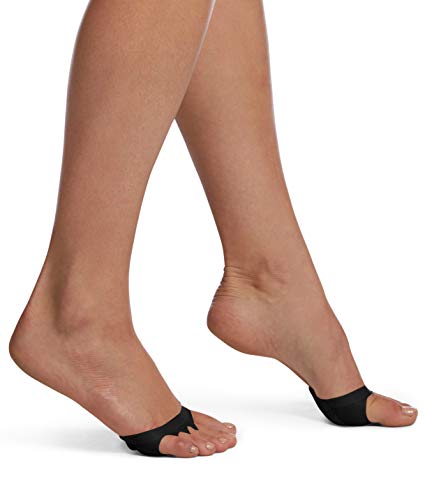 Hue Women's Open Toe Cover Mule Liner Sock with Cushion, -black, One Size