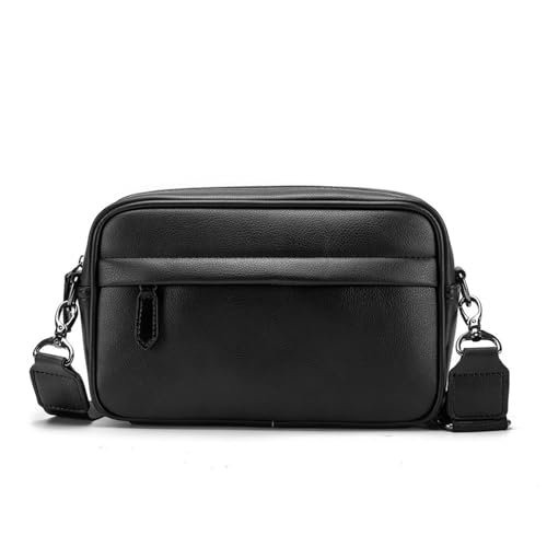 Mochila para hombre tipo bolso de pecho y mensajero de cuero negro