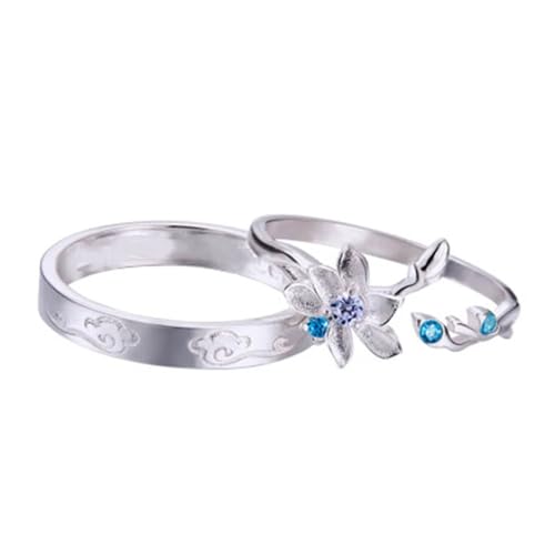 2 PCS Anime Couple Rings Adjustable Rings Anime Finger Rings Alloy Grandmaster Demonic Cultivation Set for Fans, Lan Wangji 1