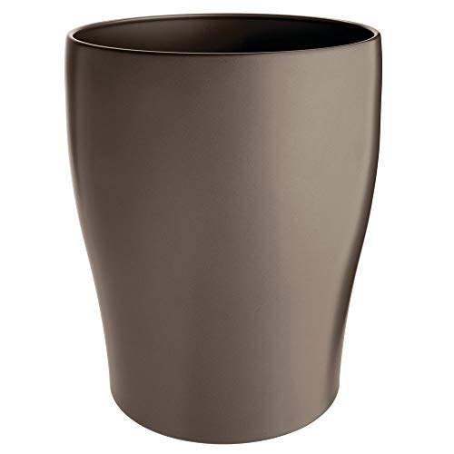 mDesign Modern Round Metal Small Trash Can Wastebasket, Garbage Container Bin for Storing