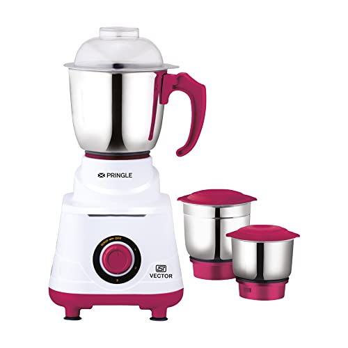 Pringle Exclusive Mixer Grinder 500W | 3 Jar Liquidizing, Grinding and Chutney Jar | Stainless Steel Blades | Home and Kitchen (VectorPlus)