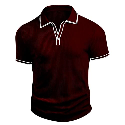 Polo ajustado para hombres de golf de manga corta con cuello y botones miniatura 3