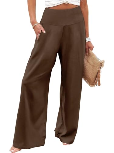 JZC Women's Palazzo Lounge Pants Casual Wide Leg Pants High Waist Flowy Toursers with Pockets