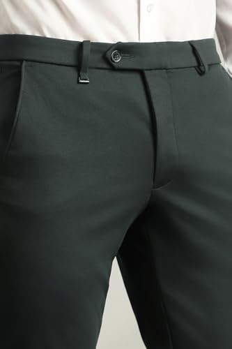 Image of Van Heusen Men Mid Rise Move Labs Knitted Premium Trousers | 360 Degree Stretch| Auto-Flex Waist Band |Wrinkle Free