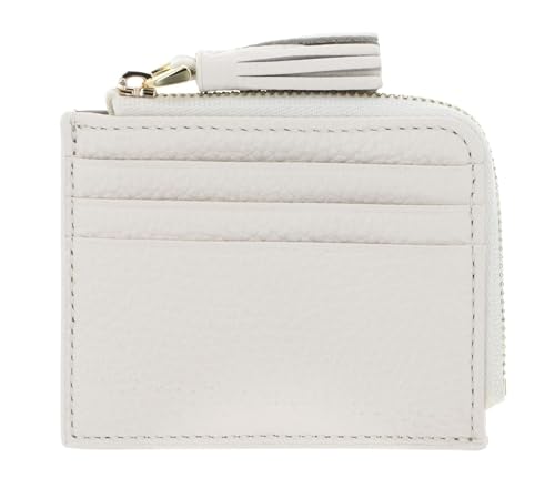 Étui pour carte de crédit Coccinelle en cuir pearl écru avec tassel