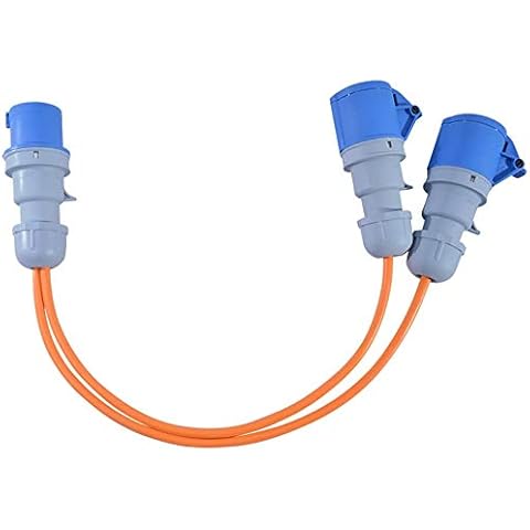 16 AMP to 2x 16 AMP Sockets 240V 2 Way Orange Power Splitter Generator Power Distribution Caravan Hookup 16A Cover
