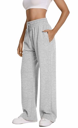 Auriviz Womens High Waisted Drawstring Sweatpants Straight Leg Pants Side Hidden Pockets Sweat Pants 30‘’ Inseam2