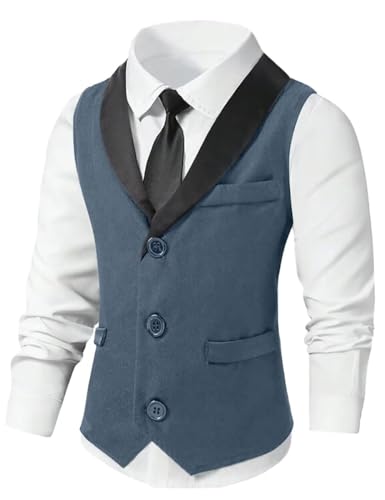 Boys' Formal Suit Vest Kids Vest with Adjustable Back Strap Boys Dress Vest Waistcoat