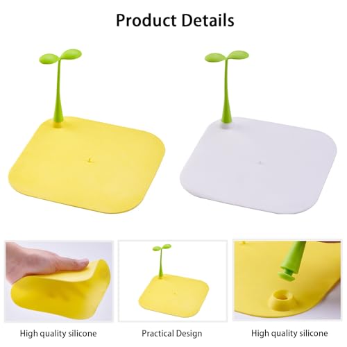 Image of 4 Pack Silicone Drain Cover, Drain Cover for Bathroom Sink and Shower, Anti Insect Drains Covers, Floor Drain Cover for Cockroach and Hair Catcher (Yellow+White)
