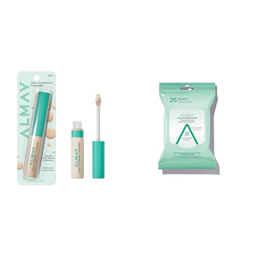 Almay Clear Complexion Concealer+ Makeup Remover Cleansing Towelettes, Cruelty-Free Makeup for Acne-Prone Skin, Non-Comedogenic, Vegan, Hypoallergenic, 100, 0.3 fl oz image 5