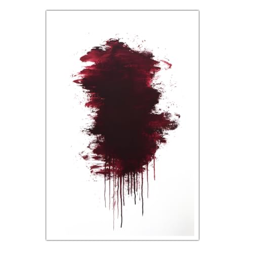 Peinture abstraite rouge tableau salon moderne CHERHERART toile 50x90cm