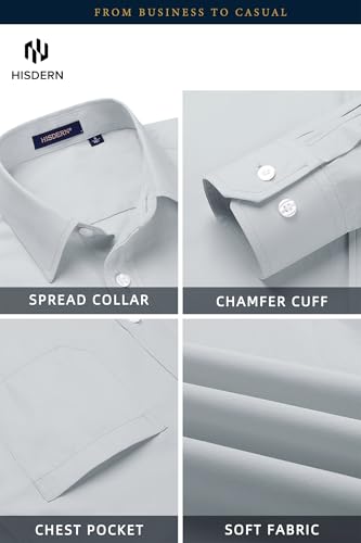 Image of HISDERN Mens Dress Shirts Long Sleeve Button Down Casual Shirts for Men Inner Contrast Formal Business Tuxedo Wedding Shirt