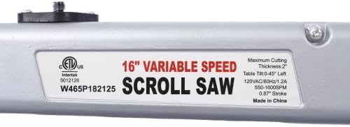 16-Inch Variable Speed Scroll Saw with Extra-Large Adjustable Tilting Table – Ideal for Woodworking Projects and Precision Cuts,ETL CERTIFIED