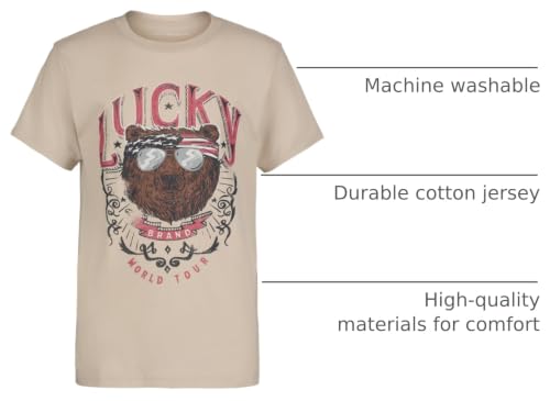 Image of Lucky Brand Boys' Short Sleeve Graphic Crew Neck T-Shirt, Soft, Comfortable, Relaxed Fit
