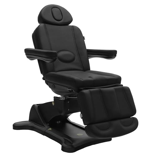 Image of SKINACT Malibu Electric Medical Spa Facial Treatment Chair /Table with 240 Swivel Base, Adjustable Backrest, Leg Rest and Wired Hand Remote Control (Black)