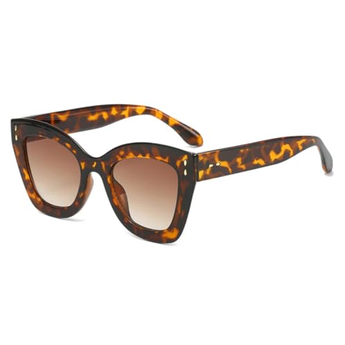 Lunettes de soleil œil de chat à rivets et verres dégradés thé léopard