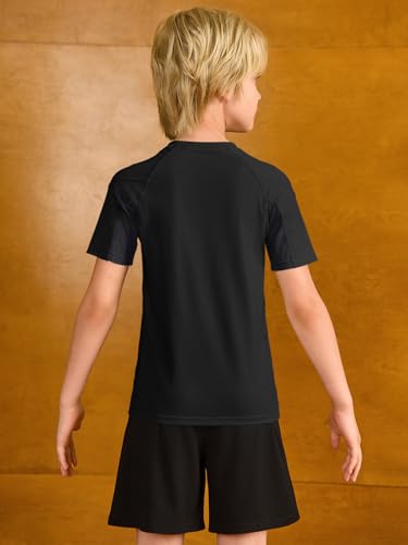 Haloumoning Boys Athletic Compression Shirt Short Sleeve Undershirt Kids Quick Dry Basketball Base Layer 5-14 Years4