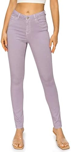 KHAKI & BLUE Cali1850 Women’s The Everyday Garment-Dyed Skinny Jeans – Soft Stretchy High Rise Comfy Casual Pants 79500JDM777CA LTLLC 10 Light Lilac