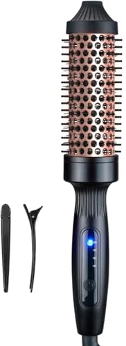 38mm Thermal Brush Heated Hot Brush Thermal Round Iron Smooth Shine Volumize Comb Heated Curling Iron Create Natural Curls UK Plug Dual Voltage Rose Black