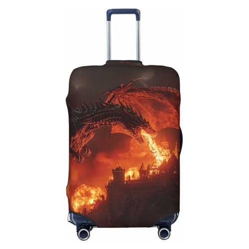 Luggage Cover - Fiery Dragons Castle Attack Suitcase Cover, Suitcase Covers for Luggage