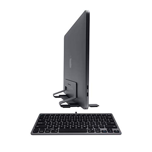 Macally Mini Space Grey Keyboard and an Adjustable Space Grey Vertical Laptop Stand, Classy Mac Accessories
