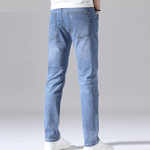 Men's Slim Fit Skinny Stretch Jeans Classic Retro Straight Leg Denim Pants Washed Distressed Comfy Jean Trousers3
