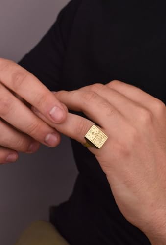Bague chevalière rectangulaire en argent 925 doré à l'or fin - 4