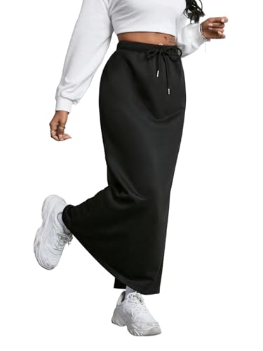 SOFIA'S CHOICE Women's Drawstring Midi Skirts High Elastic Waist Skirt3