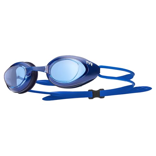 TYR Adult Blackhawk Racing Goggles - Streamlined Performance Swim Goggles Blue/Navy