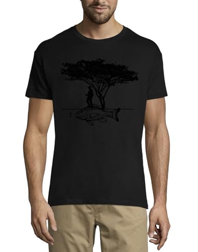 T-shirt col rond coton homme vêtement noir imprimé graphique nature