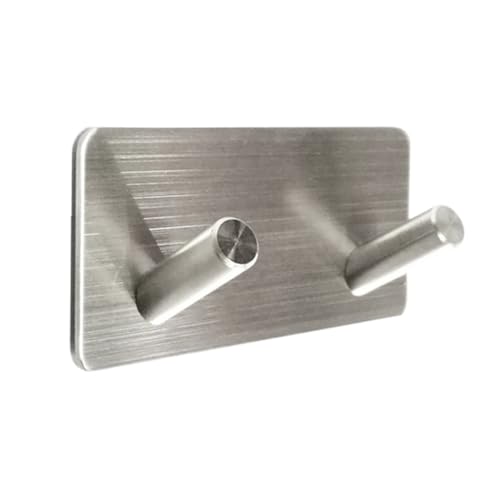 KOMBIUDA Gancho Adhesivo Doble de Acero Inoxidable Resistente al Agua y Antideslizante Colgador Fuerte para Toallas Abrigos y Llaves sin Taladro para Cocina y Baño Acabado Cepillado