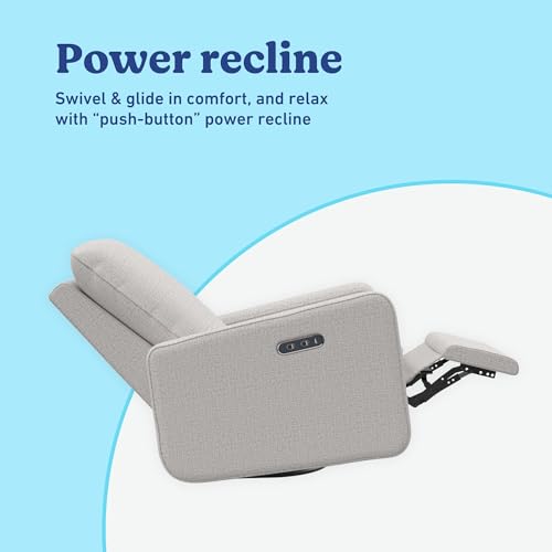 Image of Graco Teddi Power Recliner Swivel Glider, Electronic Power Recline, Oeko-TEX 100 Certified, USB-A & USB-C Charger, Premium Cushioning & Comfort - (Steel Basketweave)